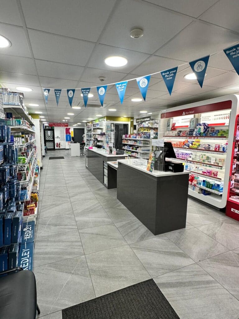 The dispensary and shop floor at Carlton Pharmacy